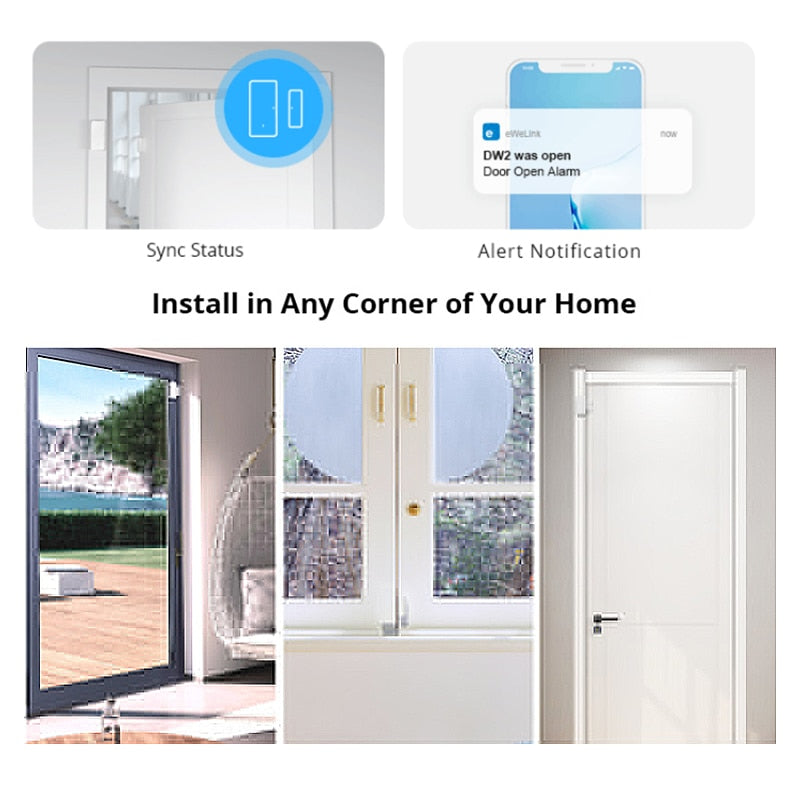 SONOFF DW2 Wi-Fi Wireless Door/Window Sensor - Keep Your Home Secure with Real-time Alerts - Ulti...
