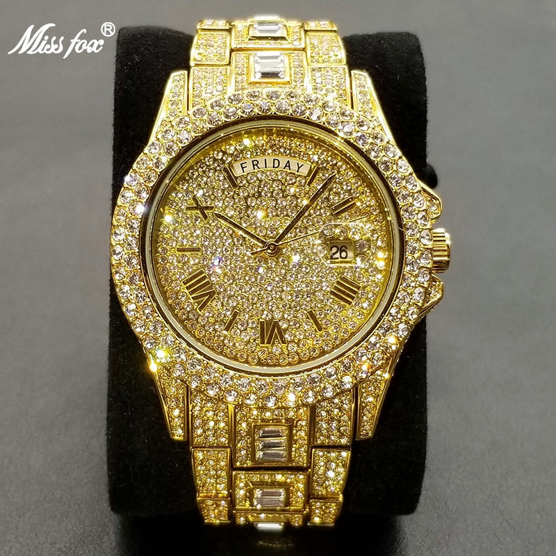 MISSFOX Iced Out Watch for Men - The Ultimate Symbol of Luxury and Style - Add Some Bling to Your...