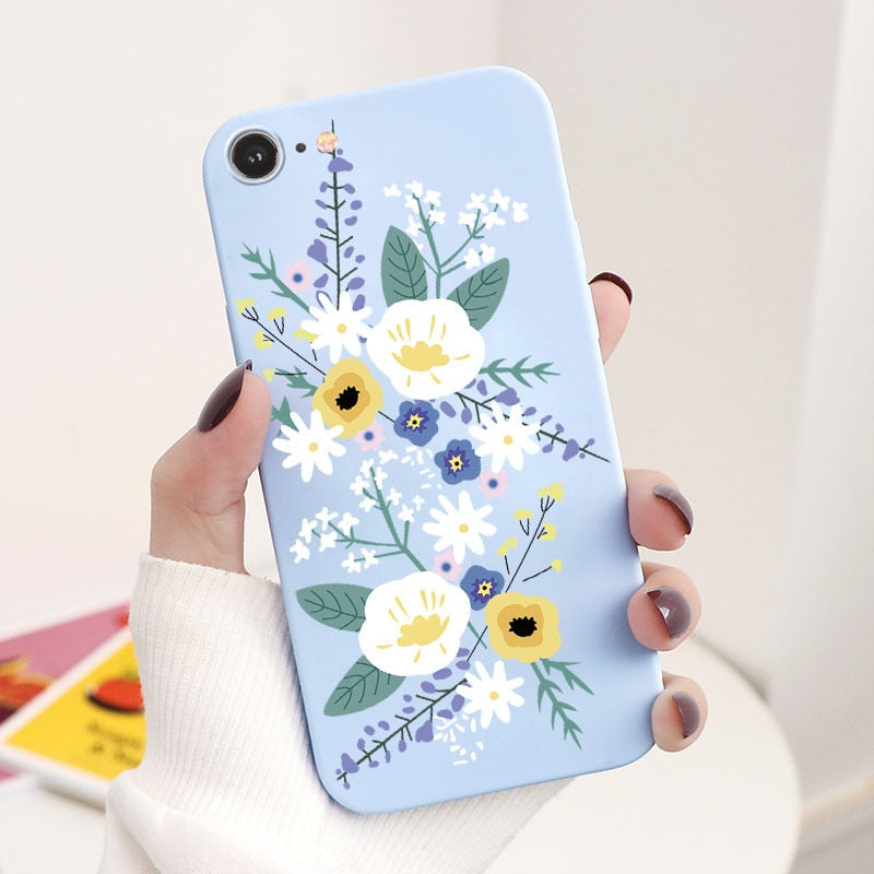 BERRY'S BUYS™ Flower Cartoon Celular Case - Protect Your iPhone 7/8/SE 2020 in Style with Sam Armor's High-Quality Silicone TPU Cover! - Berry's Buys