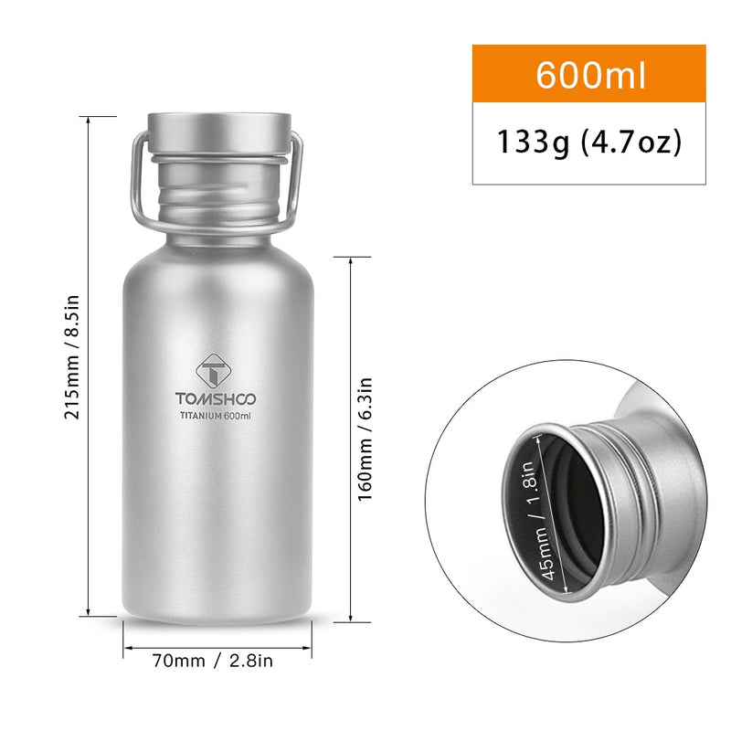 Tomshoo Titanium Water Bottle with Cup - The Ultimate Outdoor Drinking Solution - Durable, Stylis...