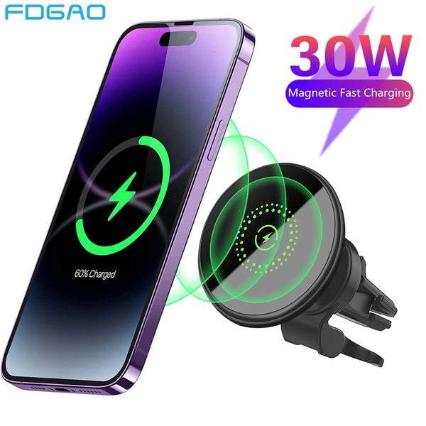 Magnetic Wireless Car Charger Mount - Charge Your Phone with Ease While Driving - Stay Connected ...