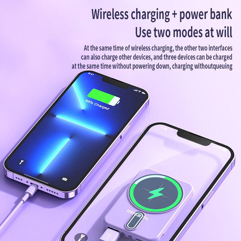 Mini Magnetic Power Bank 20000mAh - Stay Powered On The Go - Charge Your iPhone Multiple Times