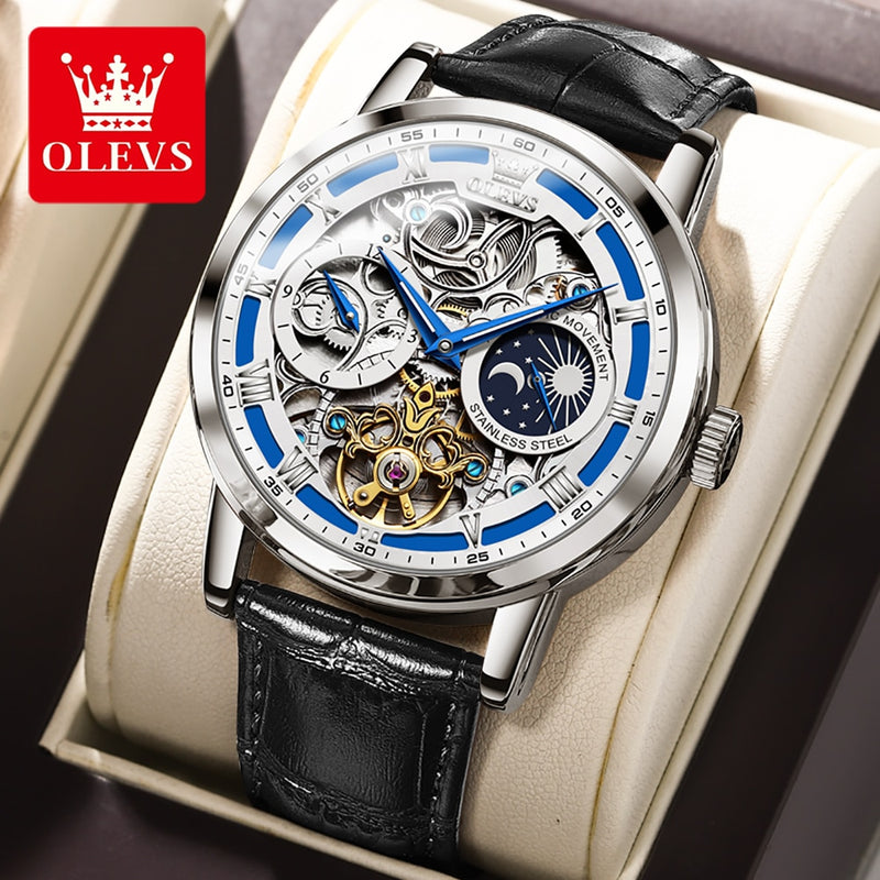 OLEVS 6670 Flywheel Tourbillon Moon Phase Mechanical Watch - Sophisticated Style, Captivating Des...