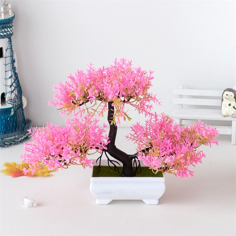 BERRY'S BUYS™ Artificial Plastic Plants Bonsai Small Tree Pot Fake Plant Potted Flower Home Room Table Decoration Garden Arrangement Ornaments - Berry's Buys