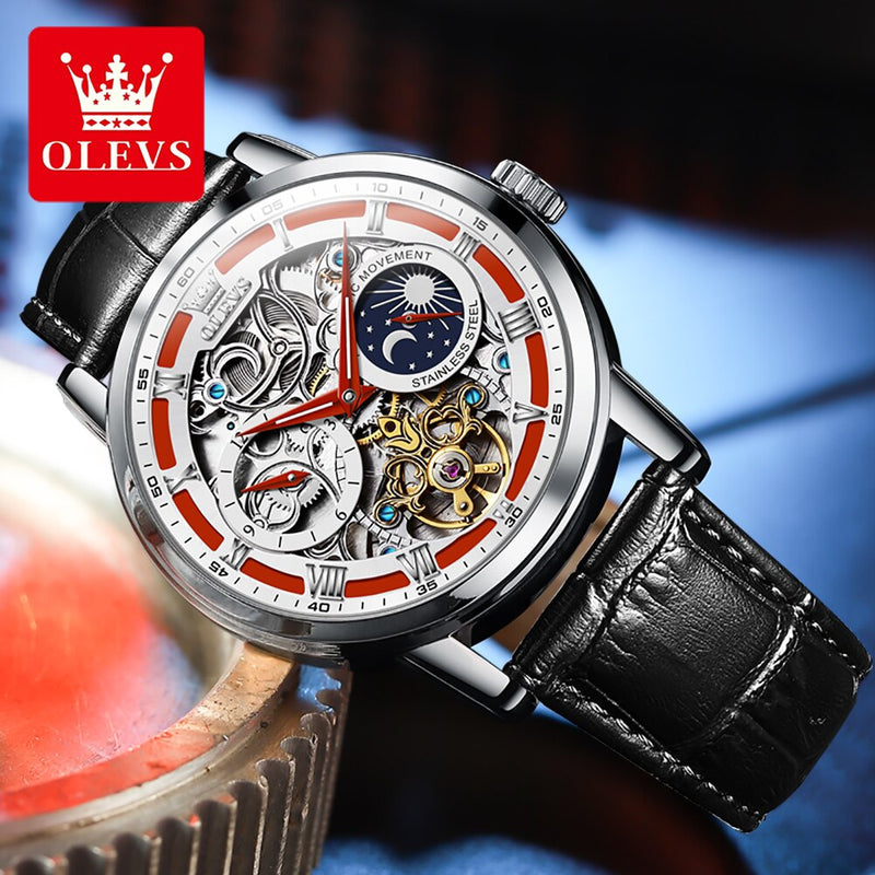 OLEVS 6670 Flywheel Tourbillon Moon Phase Mechanical Watch - Sophisticated Style, Captivating Des...