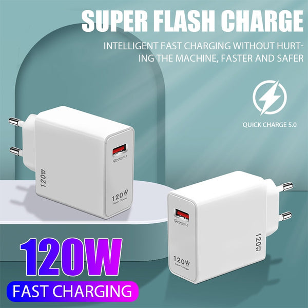 BERRY'S BUYS™ 120W Fast Charging USB Charger Power Adapter - Charge your mobile devices quickly and efficiently on the go! - Berry's Buys