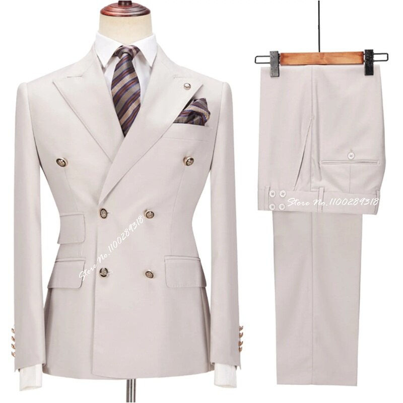 BERRY'S BUYS™ 2023 Costume Homme White Double Breasted Business Suits for Men - Elevate Your Style with Confidence and Elegance. - Berry's Buys