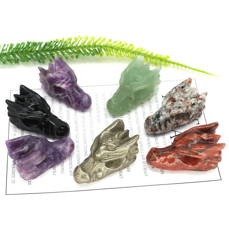 BERRY'S BUYS™ Dragon Head Statue - Add a Touch of Elegance to Your Home Decor - Carved from Natural Crystal Stones - Berry's Buys