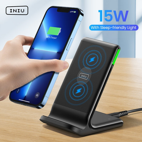 BERRY'S BUYS™ INIU 15W Wireless Phone Charger Holder - Keep Your Phone Charged and Accessible with Ease - Fast and Convenient Charging Anytime, Anywhere - Berry's Buys