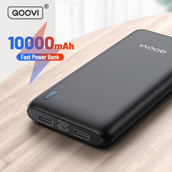 QOOVI 10000mAh Power Bank - Stay Connected On The Go - Charge Your Devices Multiple Times!