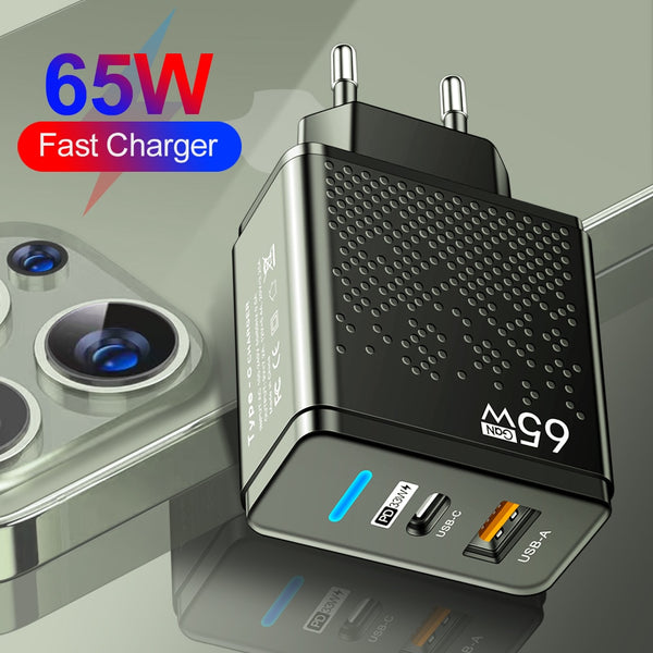 BERRY'S BUYS™ 65W GAN Fast Charge Charger - Power Up Your Devices Faster Than Ever - Stay Charged On-The-Go - Berry's Buys