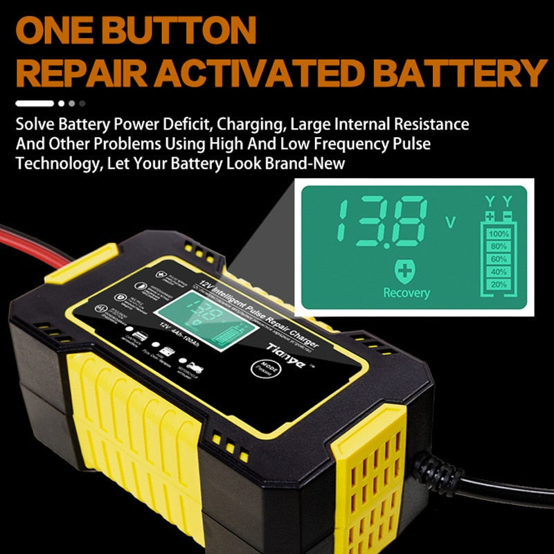 BERRY'S BUYS™ EAFC Full Automatic Car Battery Charger - Charge Effortlessly and Confidently with Our Digital Display and Power Puls Repair Technology. - Berry's Buys