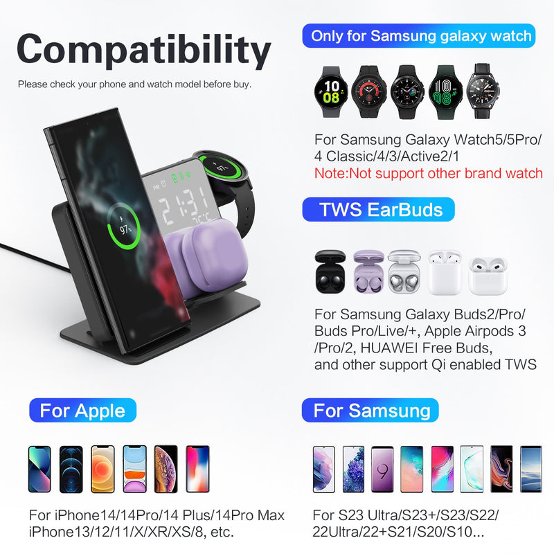 BERRY'S BUYS™ 4 in 1 Wireless Charger - Charge All Your Samsung Devices at Once - Ultra-Fast Charging and Convenient Dock Station - Berry's Buys