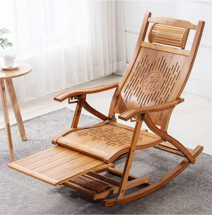 Modern Folding Bamboo Rocking Chair Lounge Bed - Experience Ultimate Comfort and Style in Your Ho...