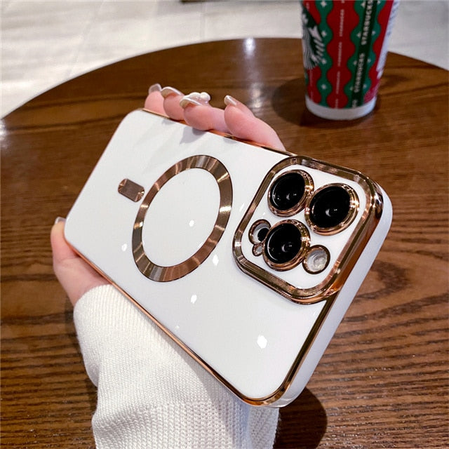 Luxury Magsafe Magnetic Square Plating Frame Phone Case - Protect Your Phone with Elegance and Style