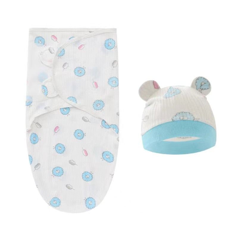 Newborn Cotton Waddle Wrap Hat Baby Receiving Blanket Bedding - Cozy and Cute Sleeping Bag for In...