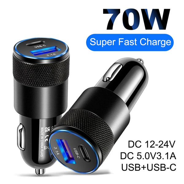 Maerknon 70W PD Car Charger - Fast Charge Your Mobile Devices On The Go - Never Run Out of Batter...
