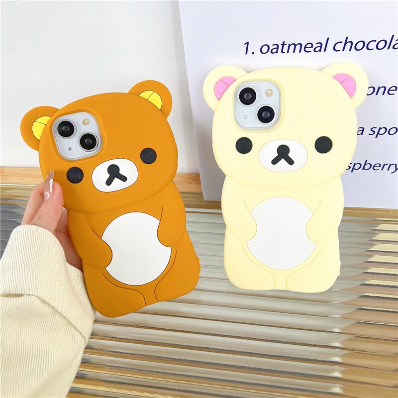 BERRY'S BUYS™ Cartoon Animal Bear Cute Soft Silicone Case - Keep Your iPhone Safe in Style - Washable, Anti-Fingerprint and Lightweight Protection - Berry's Buys