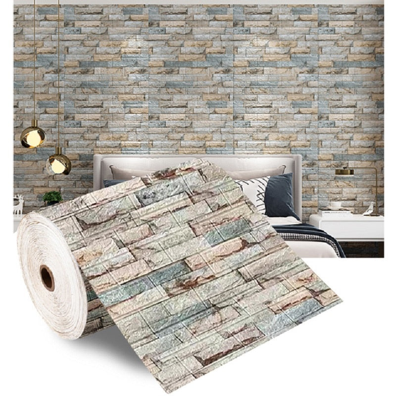 BERRY'S BUYS™ 2M 3D Faux Brick Wall Stickers - Transform Your Home with Vintage Charm - Easy to Install and Environmentally Friendly - Berry's Buys