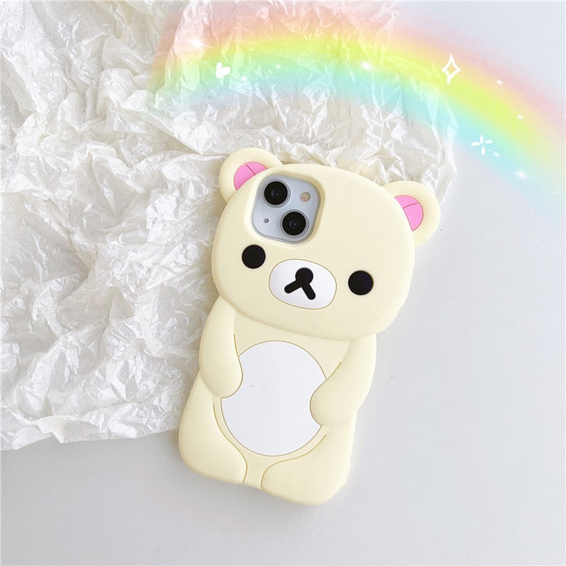 BERRY'S BUYS™ Cartoon Animal Bear Cute Soft Silicone Case - Keep Your iPhone Safe in Style - Washable, Anti-Fingerprint and Lightweight Protection - Berry's Buys