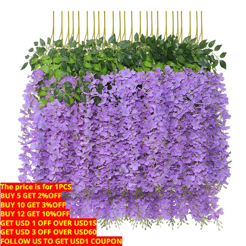 Wisteria Vine Artificial Flowers - Bring the Beauty of Nature Indoors - High-Quality Silk for a M...