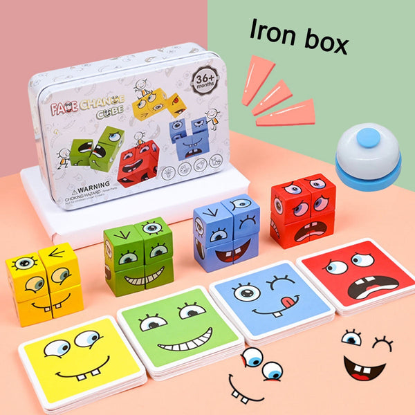 BERRY'S BUYS™ Cube Face Changing Building Blocks Board Game - Create Endless Characters and Boost Cognitive Development for Kids Aged 4-12 - Berry's Buys
