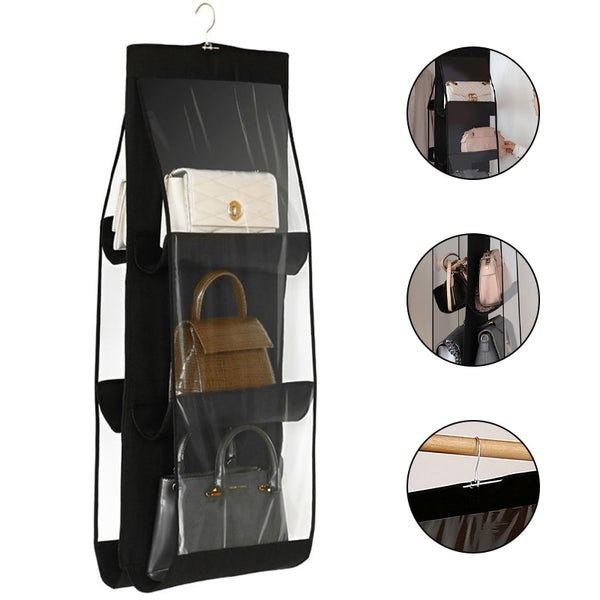 BERRY'S BUYS™ Black Handbag Hanging Organizer - Keep Your Purses Neatly Organized and Easily Accessible - Say Goodbye to Clutter! - Berry's Buys