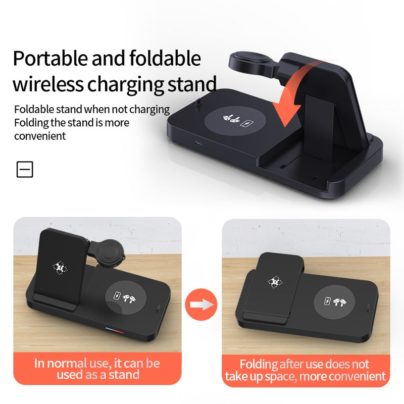 VIKEFON 4 in 1 Fast Wireless Charger Stand - Charge Your Devices Simultaneously and Effortlessly!