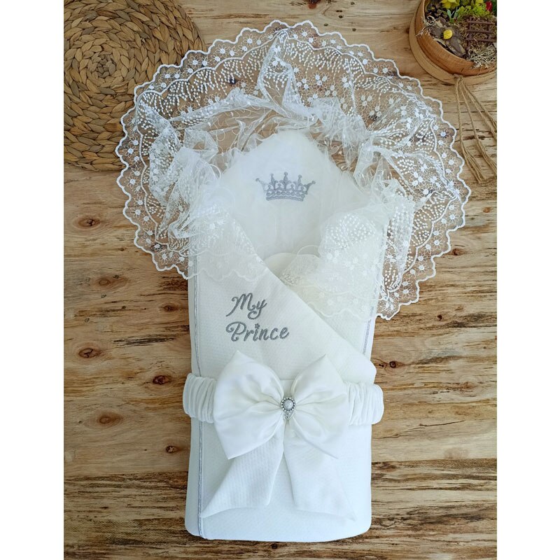 King Queen Crown Pearl Swaddle - Wrap Your Little One in Royalty - Soft, Breathable and Comfortable