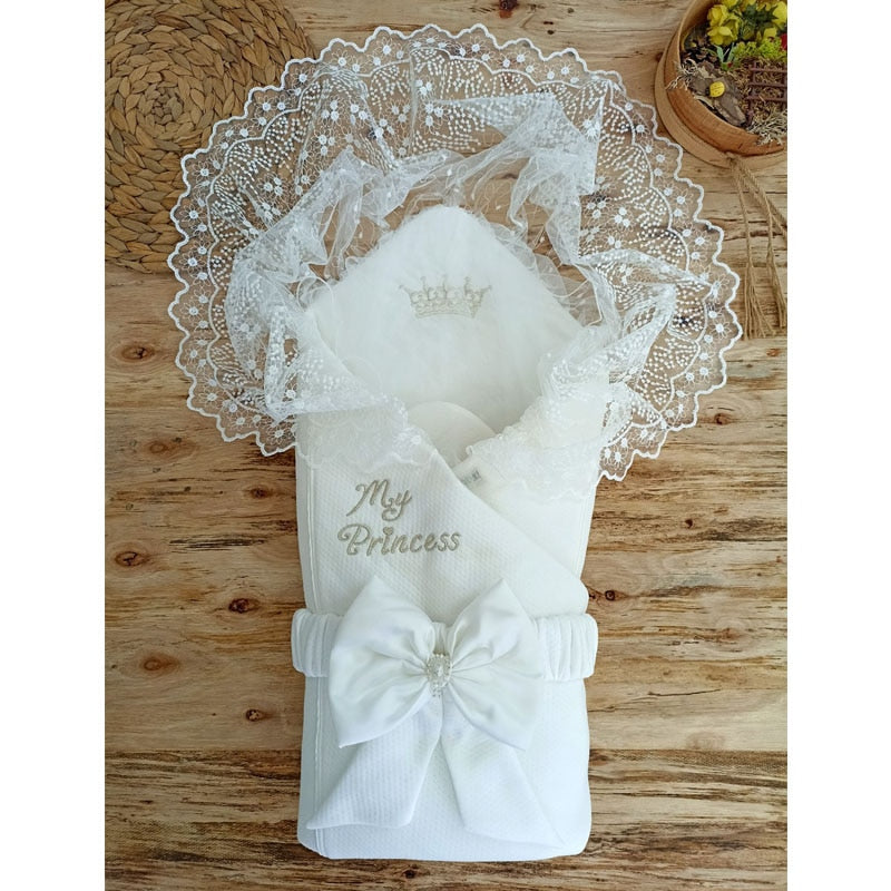 King Queen Crown Pearl Swaddle - Wrap Your Little One in Royalty - Soft, Breathable and Comfortable