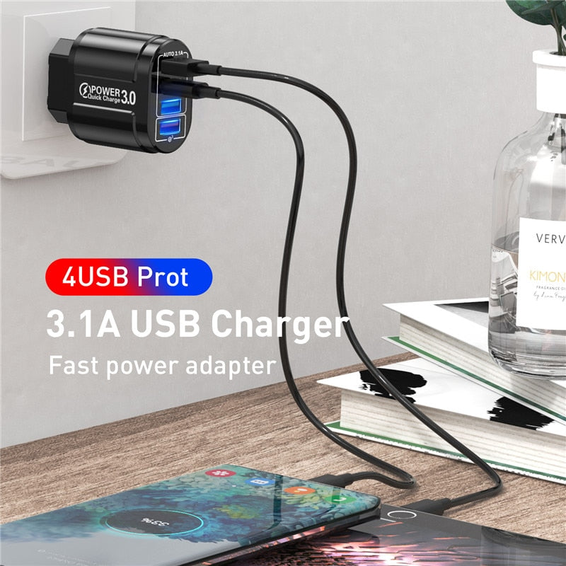 USLION 48W USB Charger - Stay Charged on the Go - Charge Four Devices Simultaneously