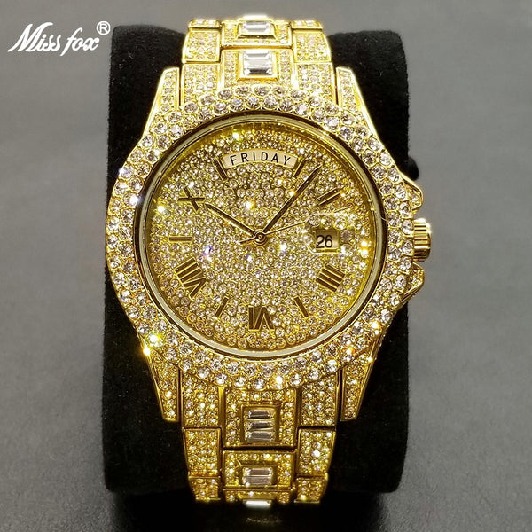 MISSFOX Iced Out Watch for Men - The Ultimate Symbol of Luxury and Style - Add Some Bling to Your...