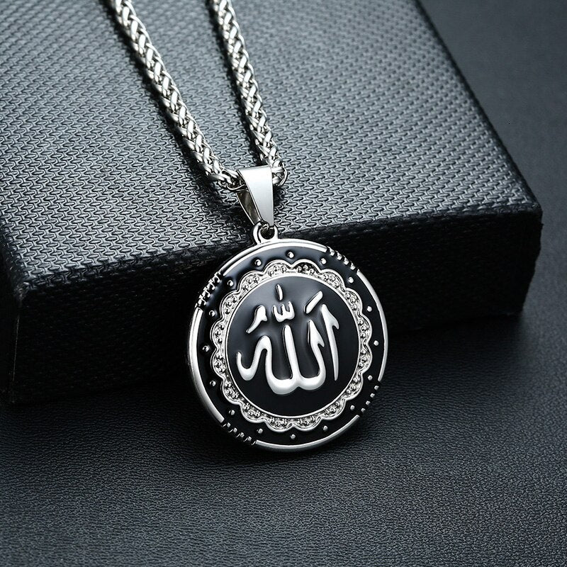 Vnox Men Religious Round Allah Pendant Necklaces - Show Your Faith in Style - Durable and Elegant...