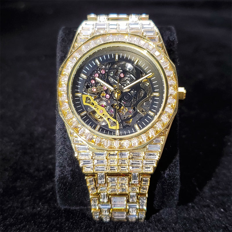 Luxury Automatic Watch - Elevate Your Style with Diamond Skeleton Movement - Water Resistant and ...