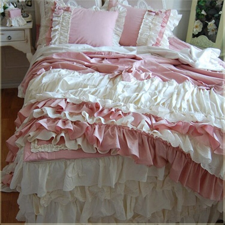 Korean Pink Cake Layers Bedding Set - Elevate Your Bedroom with Charming Style and Comfort