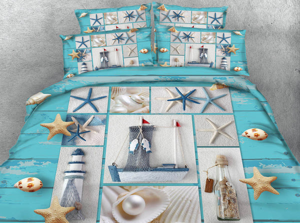 BERRY'S BUYS™ Blue Ocean Sea Bedding Set - Dive into comfort and style with our luxurious 3-piece set - Transform your bedroom into a serene oasis. - Berry's Buys