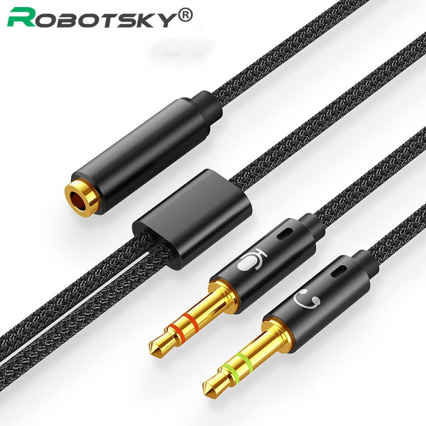 Robotsky 3.5mm Headset Computer Conversion Cable - Connect Your Smartphone Headphones to Your PC ...