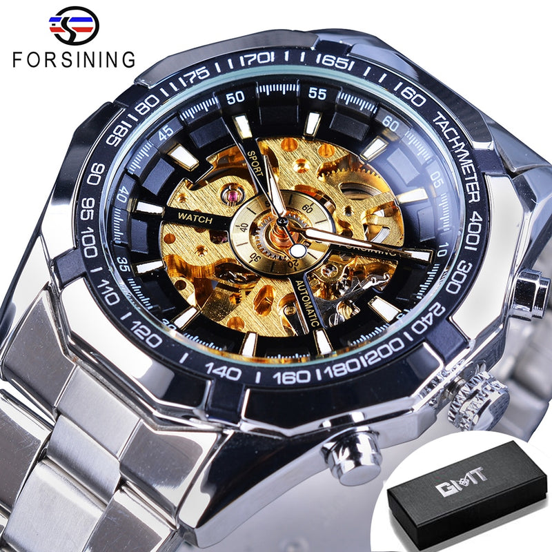 BERRY'S BUYS™ Forsining 2021 Stainless Steel Waterproof Men's Skeleton Watch - Elevate Your Style with the Ultimate Adventure Companion - Berry's Buys