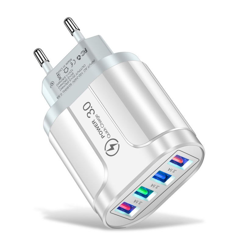 BERRY'S BUYS™ 3.1A 4 Ports USB Travel Charger - Charge Multiple Devices At Once - Fast and Safe Charging On-The-Go - Berry's Buys