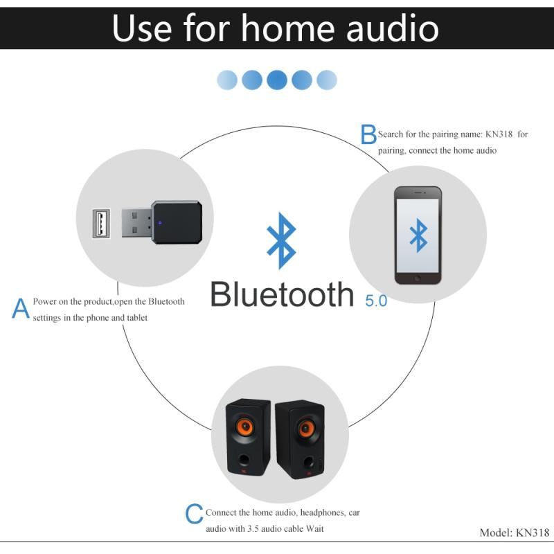 KN318 Bluetooth 5.1 Audio Receiver - Crystal-clear sound quality and hands-free calling for your ...