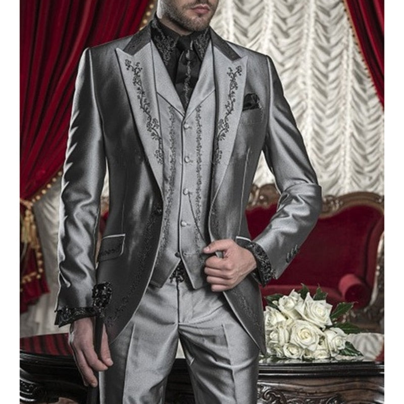 BERRY'S BUYS™ 2022 Custom Made Slim Fit Embroidery Groomsmen Tuxedos - Elevate Your Style with a Sleek and Modern Look - Perfect for Weddings and Formal Events - Berry's Buys