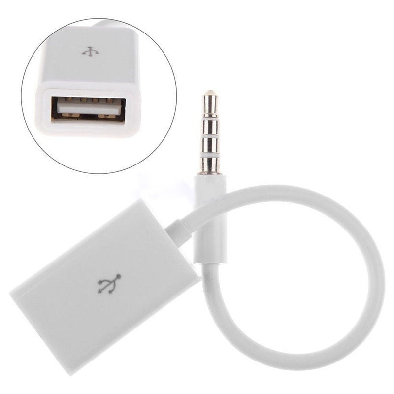 BERRY'S BUYS™ Cars 3.5mm Male AUX Audio Plug Jack To USB 2.0 Female Converter Cord Cable - Enjoy Crystal-Clear Audio On The Go - Upgrade Your Car Audio Experience - Berry's Buys