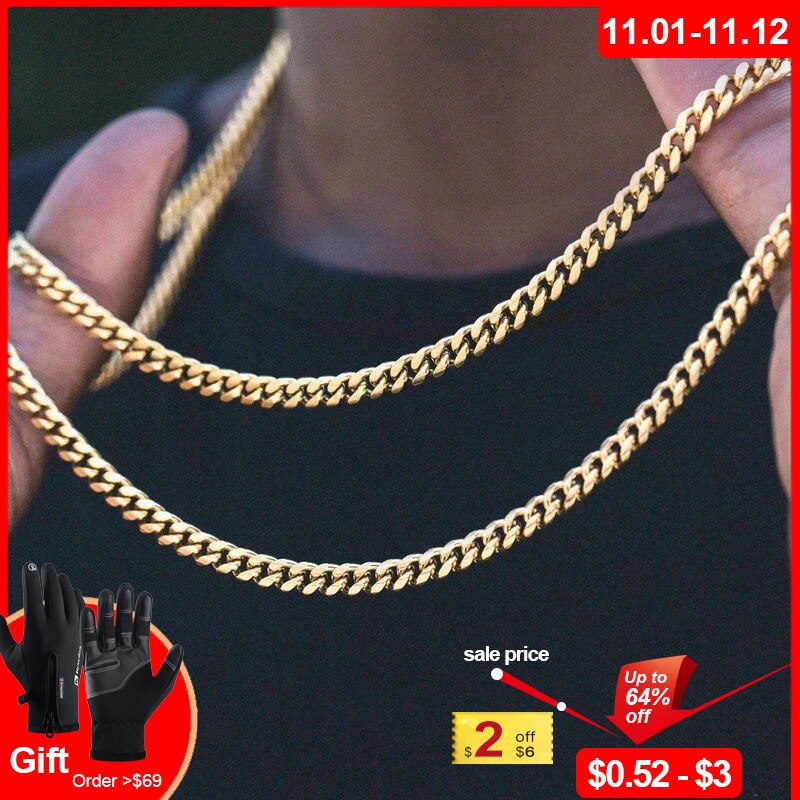 Vnox Men's Cuban Link Chain Necklace - Elevate Your Style with the Bold and Masculine Design - Cr...