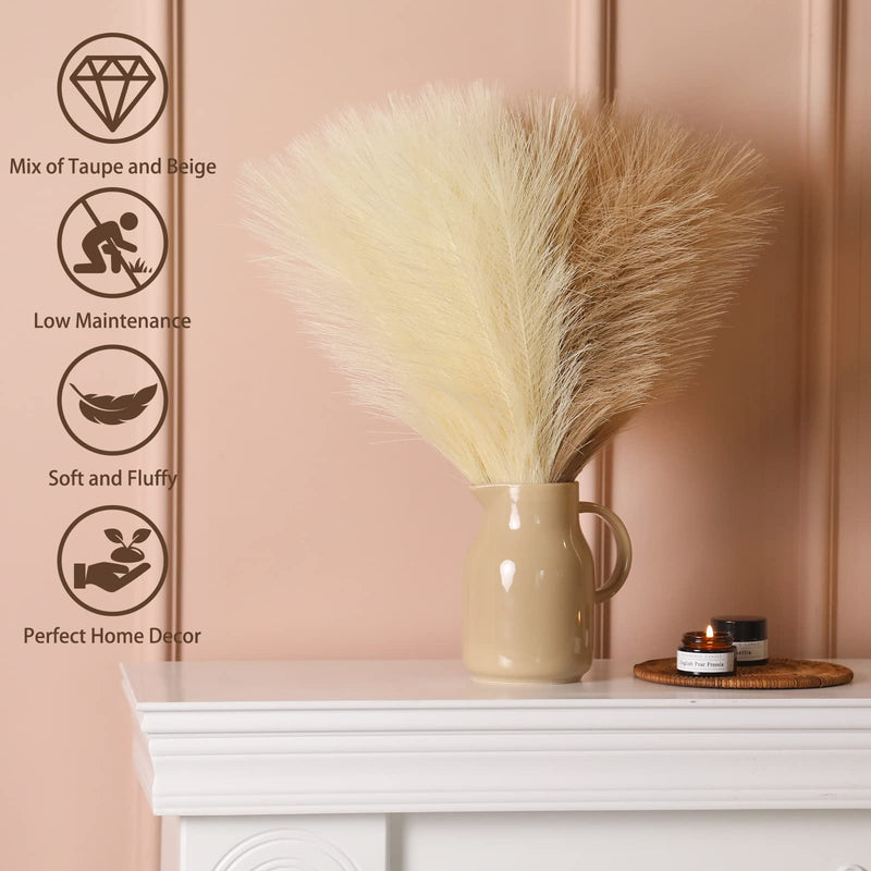 BERRY'S BUYS™ 10/20Pcs Artificial Pampas Grass,Fluffy Faux Pampas Grass Decor for Vase Fake Flowers Boho Party Decor, Indoor Decoration - Berry's Buys