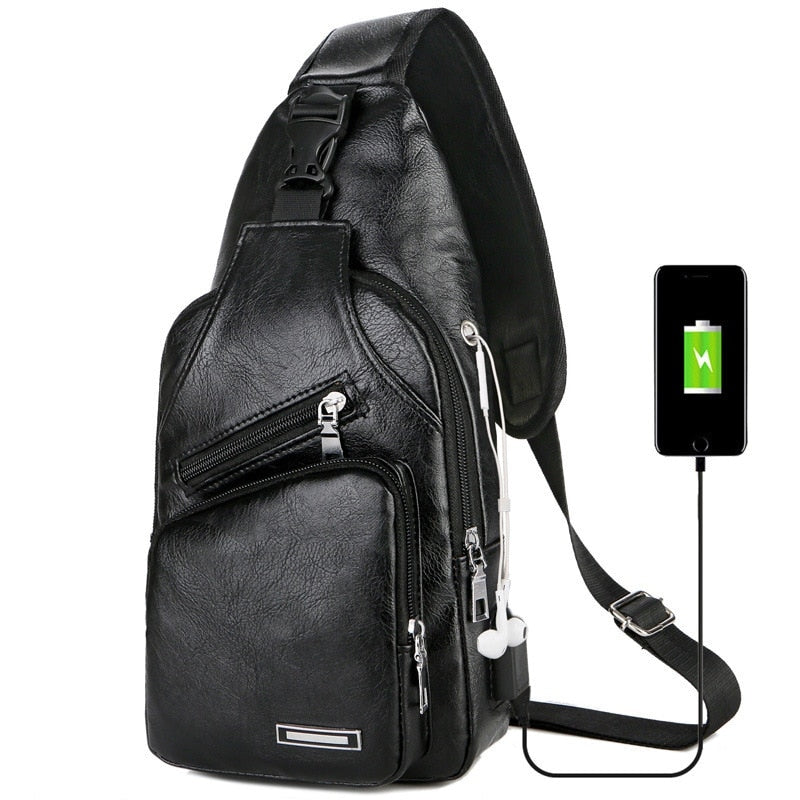USB Charging Chest Bag With Headset Hole - Stay Connected and Organized On-the-Go!
