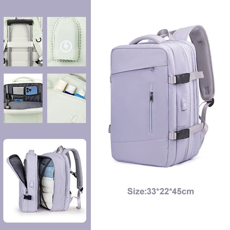 BERRY'S BUYS™ Expandable Airplane Travel Backpack - Your Ultimate Travel Companion - Stay Organized and Comfortable on the Go! - Berry's Buys