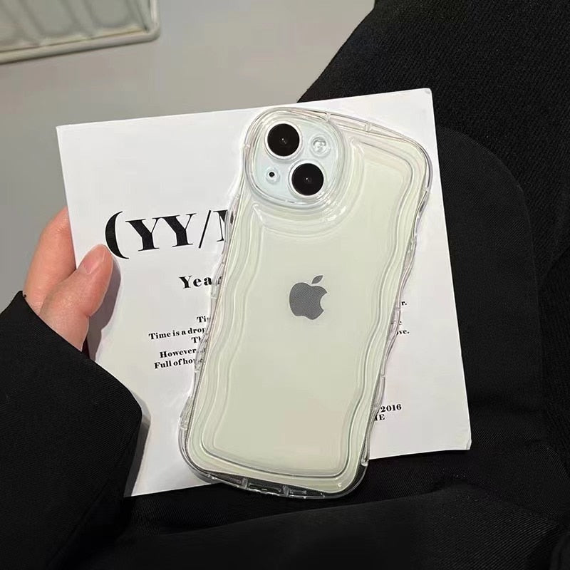 Wave Shape Frame Soft Transparent Phone Case - Protect Your iPhone in Style - High-quality, Anti-...