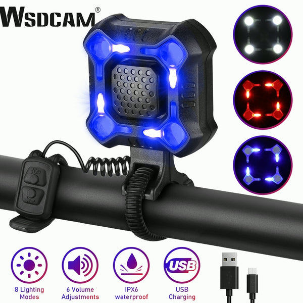 Wsdcam Bike Light - Stay Safe and Secure While Cycling - All-Weather Illumination and 140dB Alarm