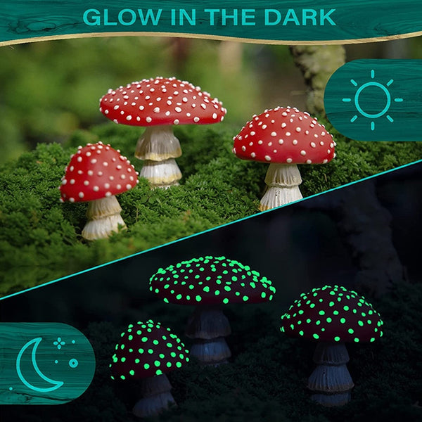 Mini Mushroom Glow In The Dark Resin Crafts - Add Enchantment to Your Garden or Indoor Space - Cr...