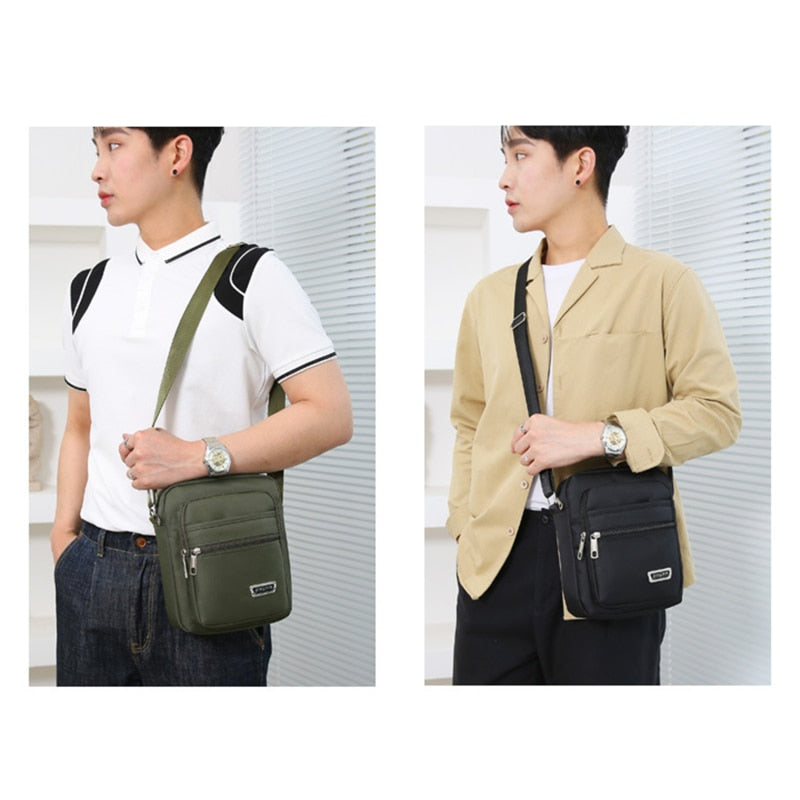 Men Nylon Shoulder Bag - Versatile Vintage Style for the Fashion-Forward Man on the Go - Stay Org...